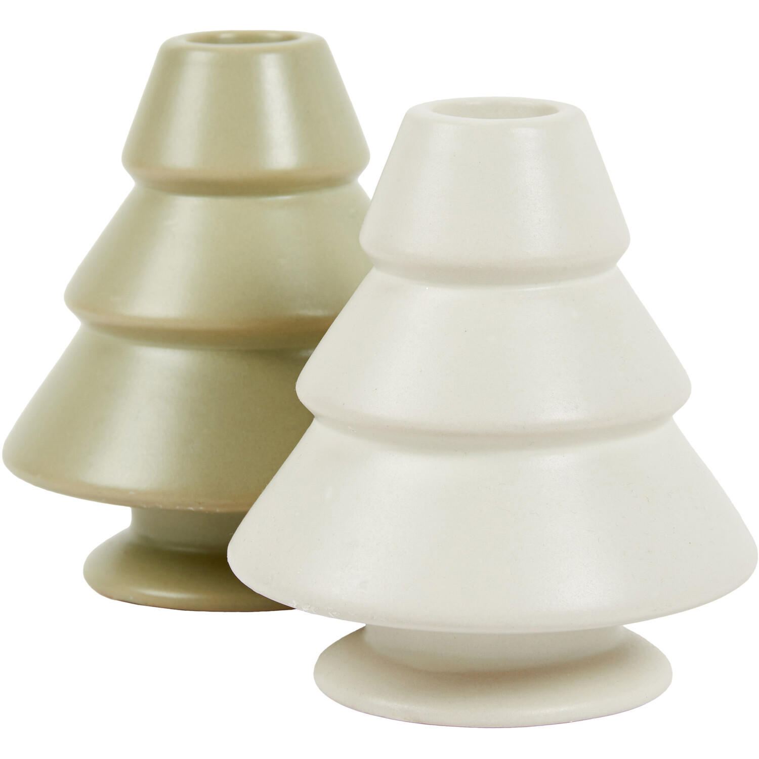 Green or Cream Tree Taper Candle Holder Image 3