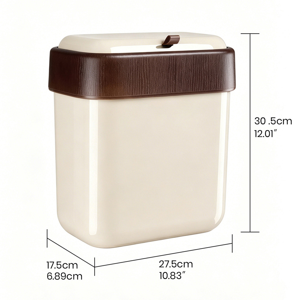 Living and Home Cream White Hanging Kitchen Bin with Lid 9L Image 8