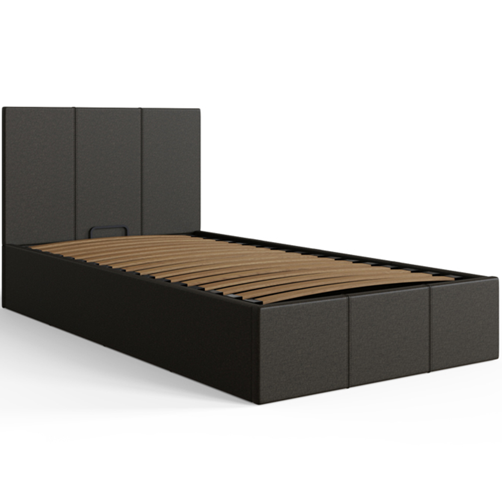 GFW Single Grey Hopsack Fabric End Lift Ottoman Bed with Bonnell Mattress Image 4