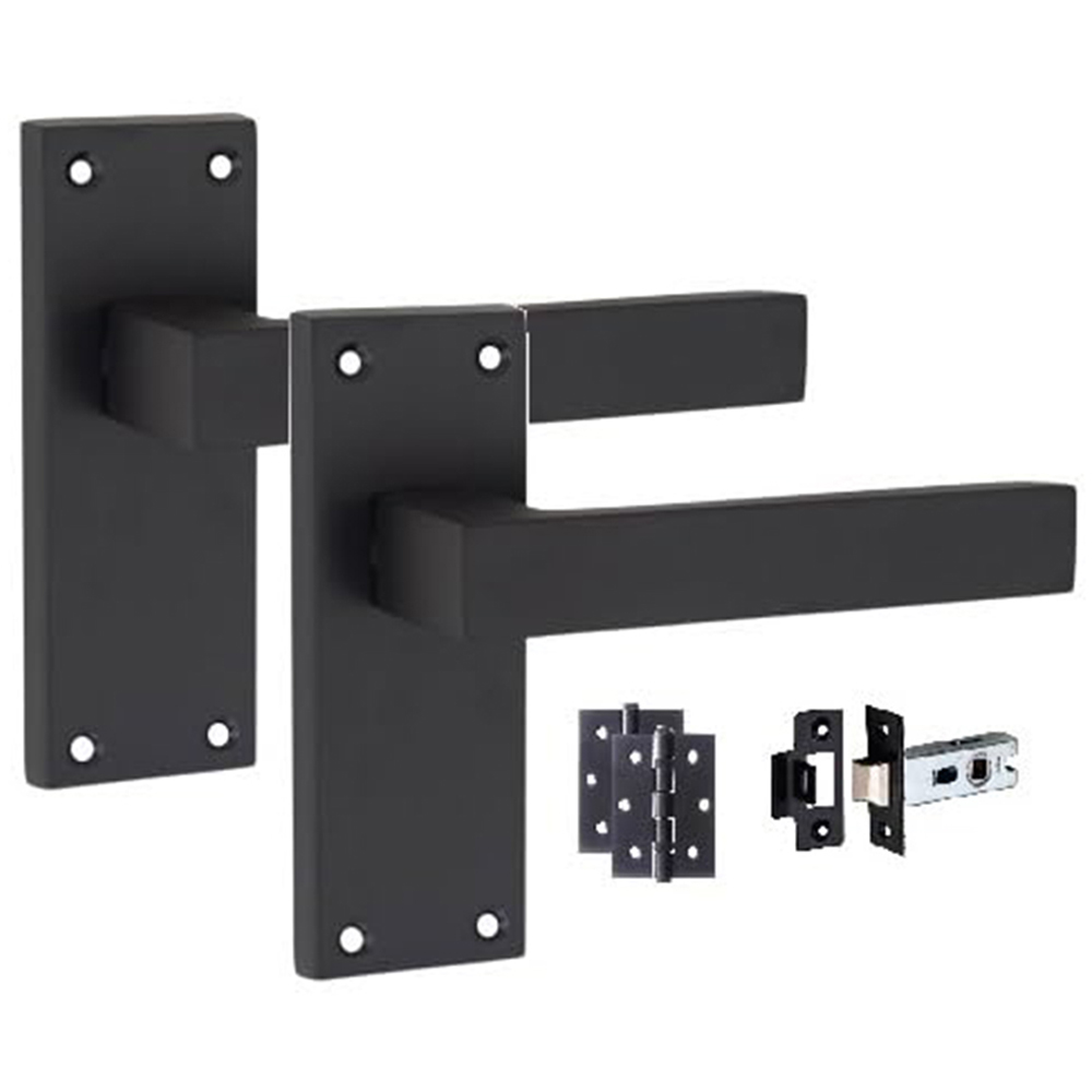 Golden Grace Matt Black Victorian Straight Delta Latch Door Handle Pair 120 x 40mm 4 Pack Image 2