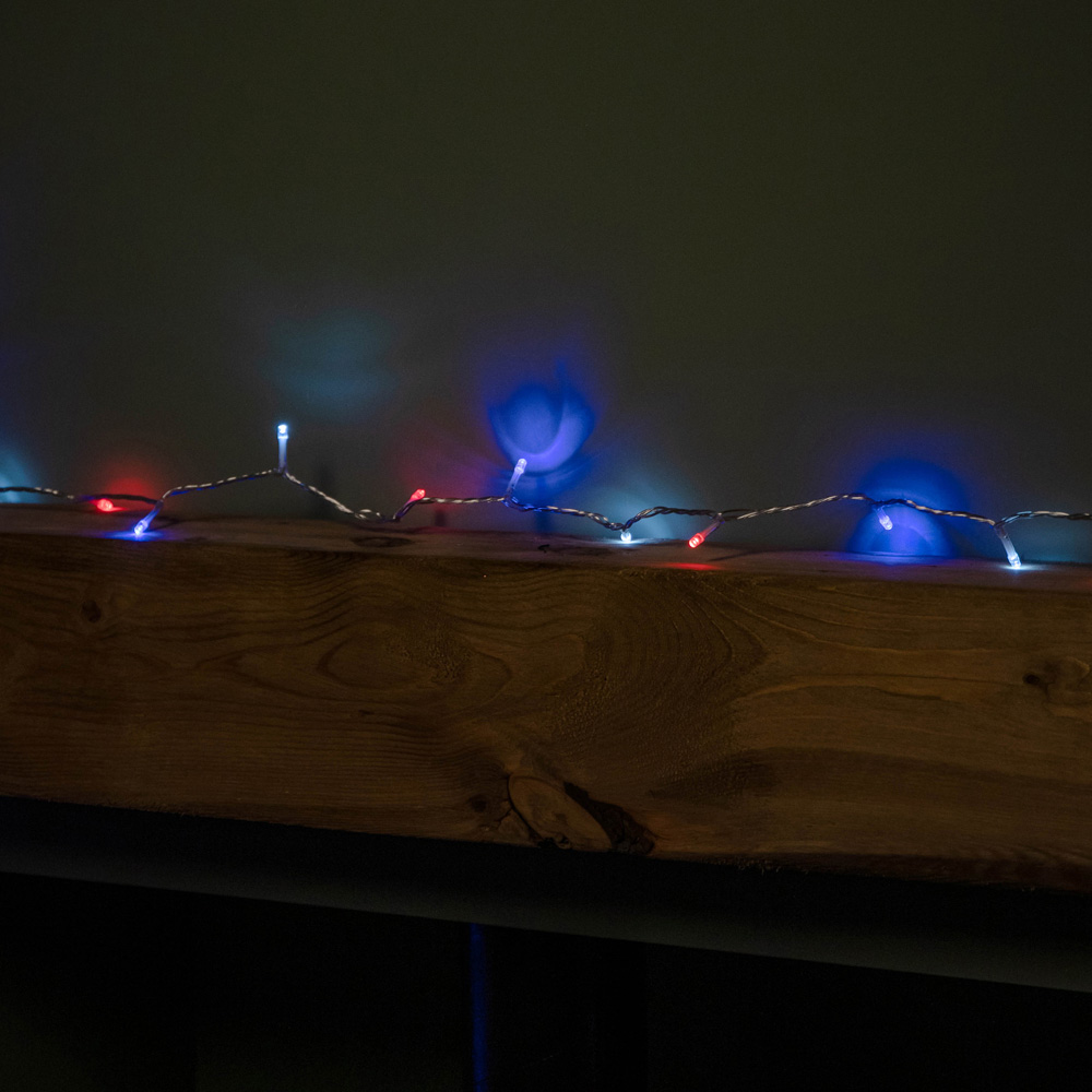 Samuel Alexander SupaBrights 200 Blue Red and White LED Multi-Function Clear String Light 16m Image 5