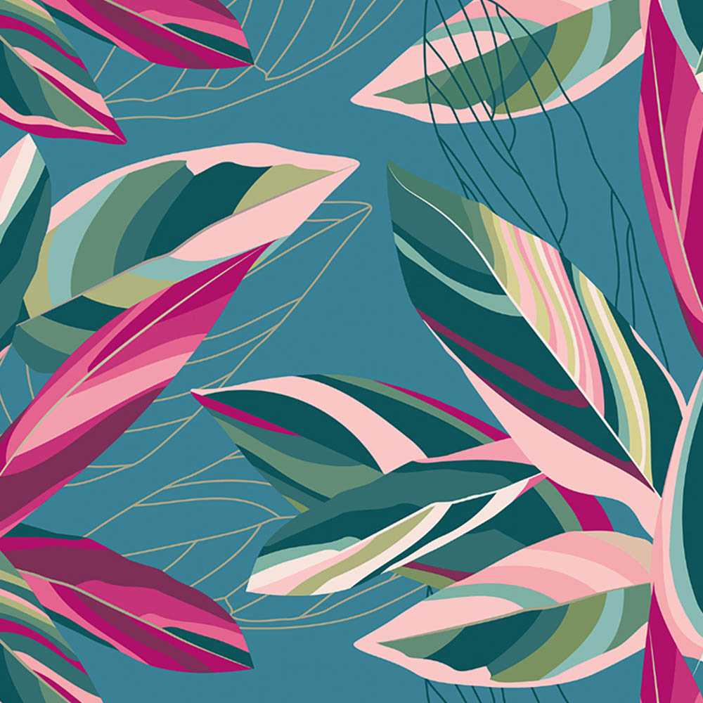 Origin Murals Botanical Calathea Leaves Blue Wall Mural Image 2