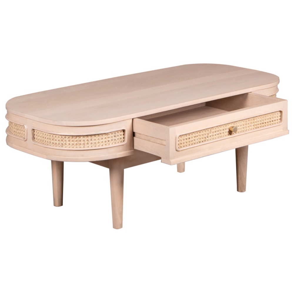 Brooklyn Valencia Single Drawer Cane and Mango Wood Coffee Table Image 4