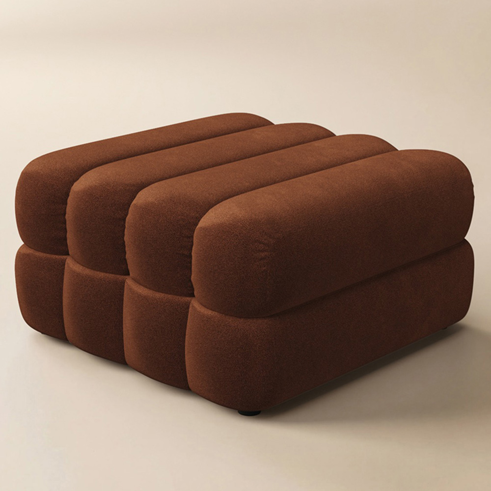 SOLACE+CO Halle Burnt Orange 2 Seater Loveseat Sofa with Storage Footstool Image 3