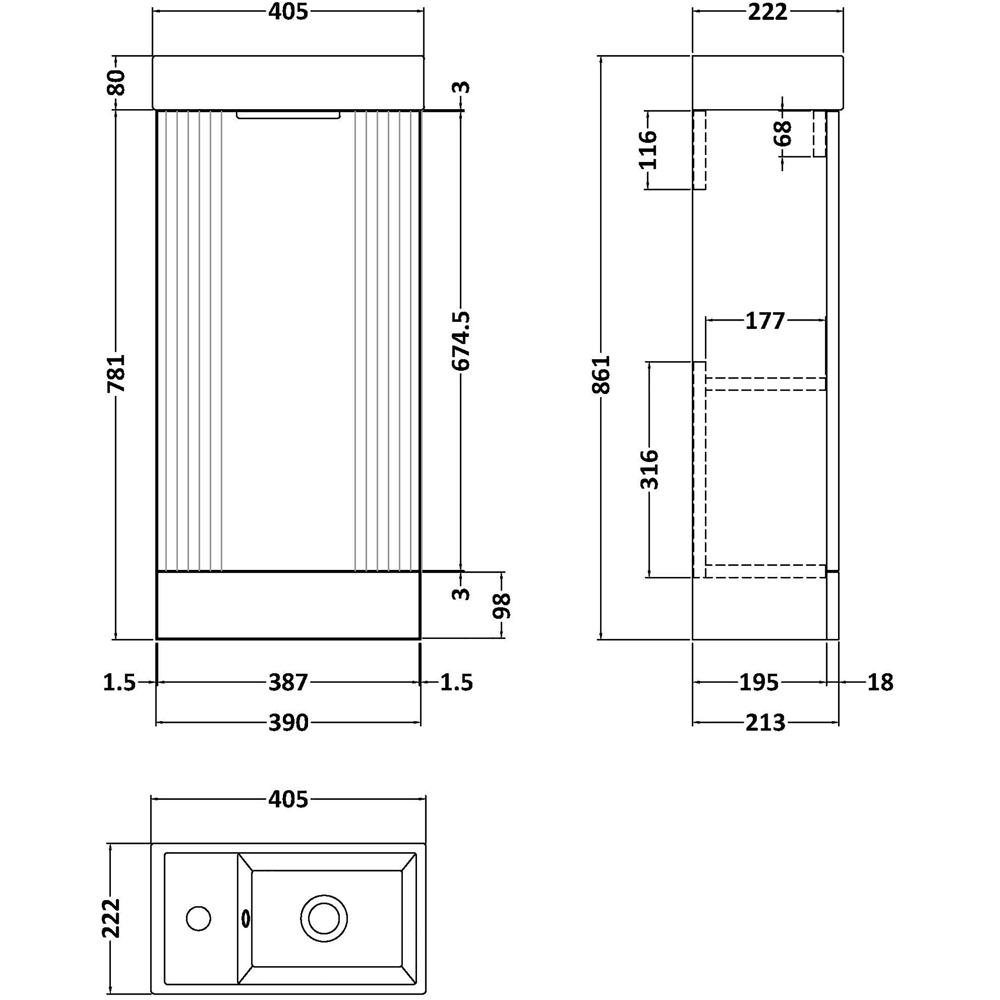 nuie Deco 400mm Satin Blue Floor Standing Unit with WC and Tap Image 2