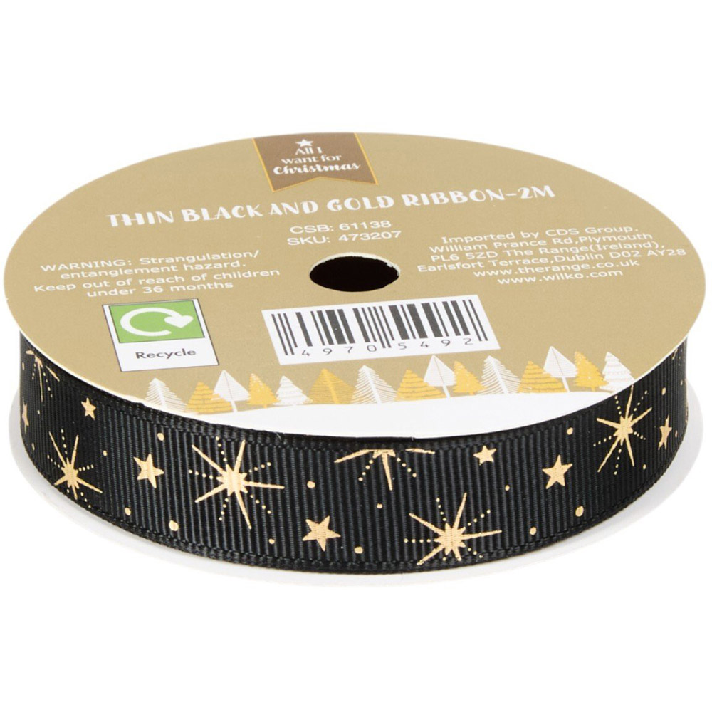 Thin Black and Gold Ribbon Image 6