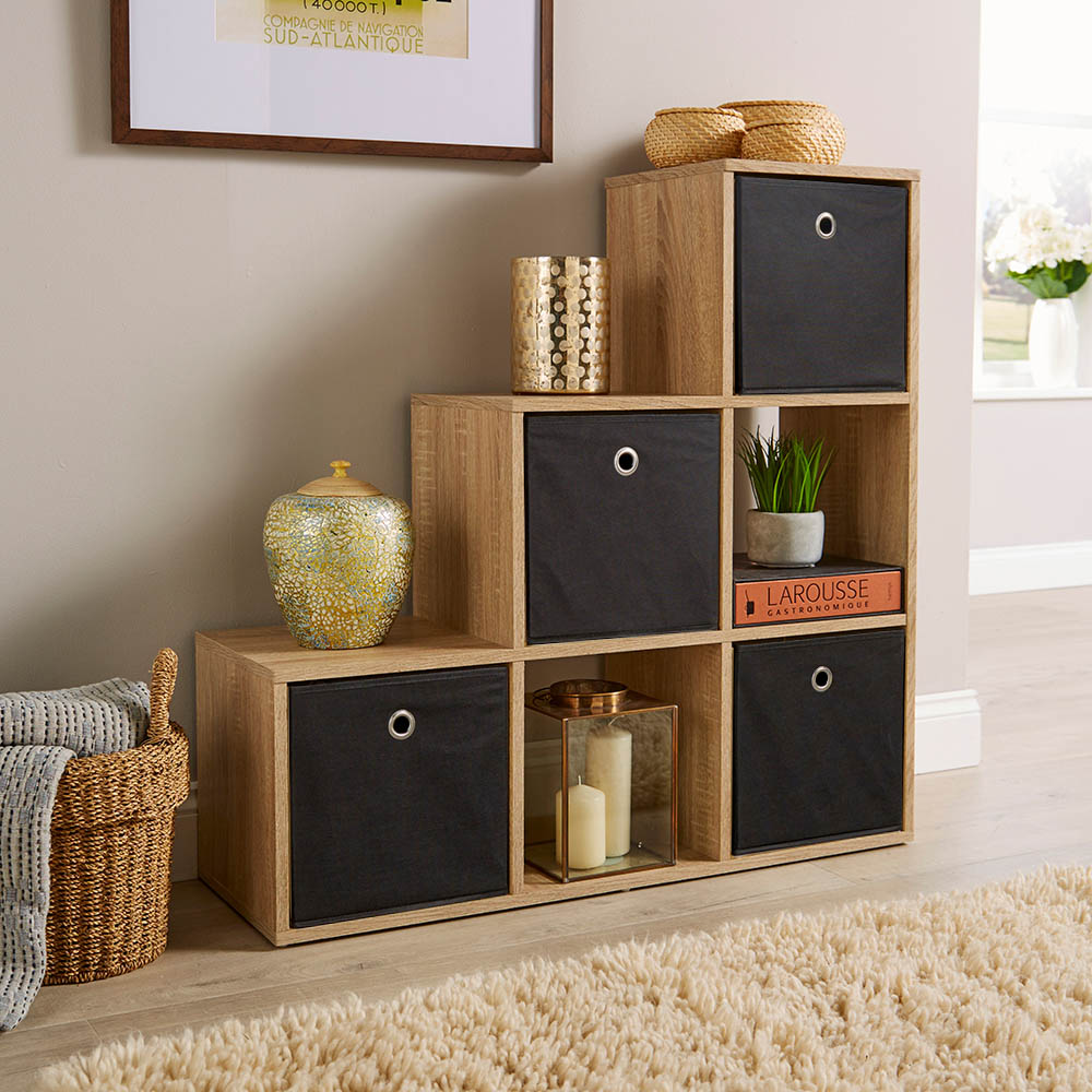 Home Source 6 Cube Oak Storage Unit Image 3