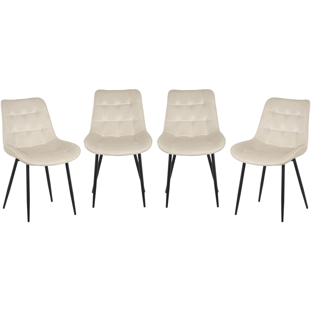 Indoor Living Erica 4 Seater Velvet Marble Top Dining Set Cream Image 3