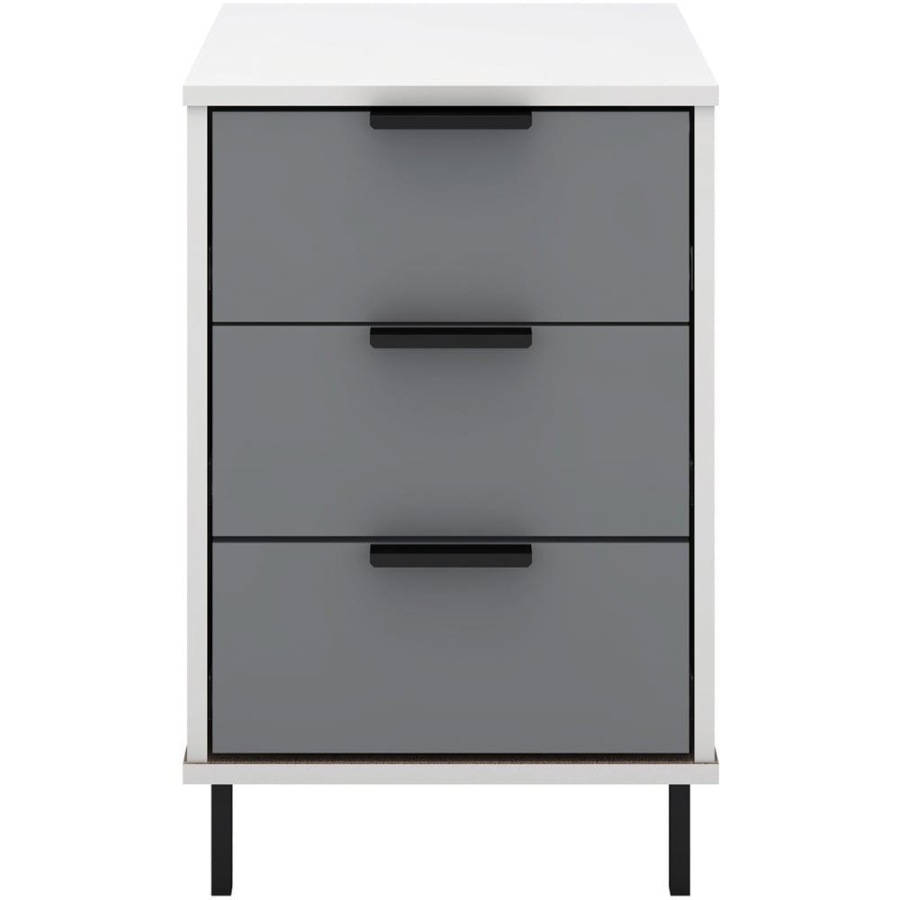 Seconique Madrid 3 Drawer Grey and White Gloss Bedside Table Image 3