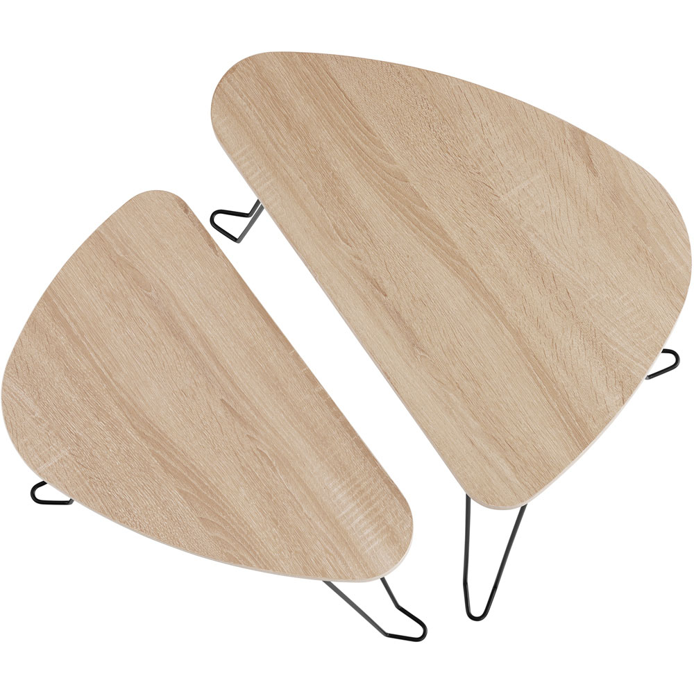 tectake Richmond Light Oak Sonoma Wooden Nest of Tables Set of 2 Image 5