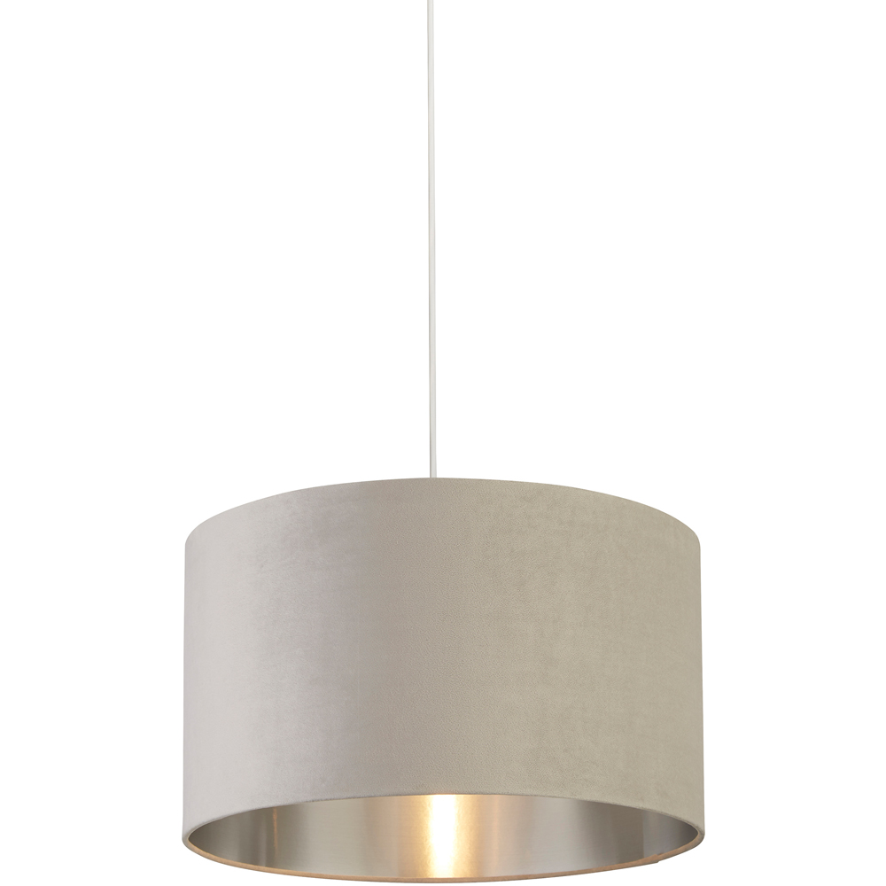 Lighting Collection Light Grey Silver Inner Velvet Drum Shade 45cm Image 3