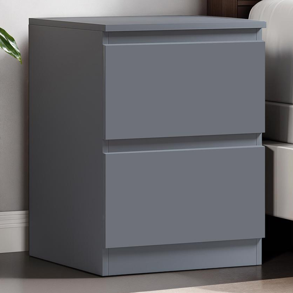 FWStyle Carlton Matt Grey Bedside Table Image 1