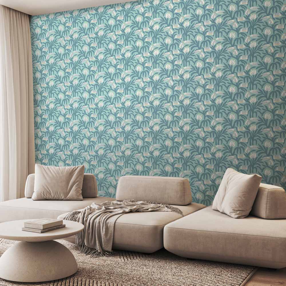 Hoopla Walls Chunky Flower Denim Non Woven Wallpaper Image 2