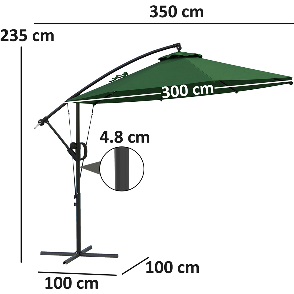 Outsunny Green Banana Cantilever Parasol with Cover and Wind Strap 3m Image 9