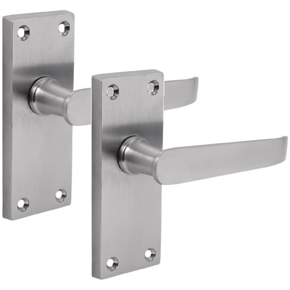 Golden Grace Satin Brushed Chrome Victorian Straight Latch Door Handle Set 6 Pack Image 3