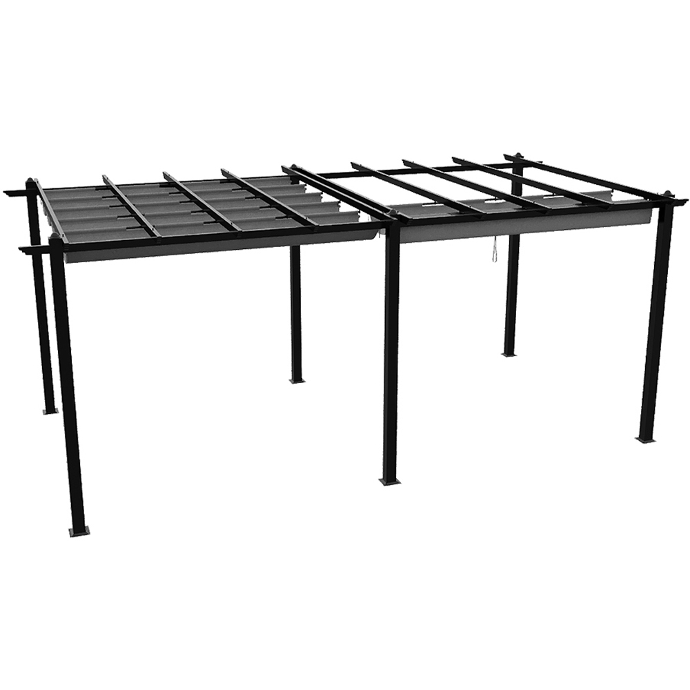 Living and Home 6 x 3m Light Grey Aluminium Pergola with Retractable Roof Image 2