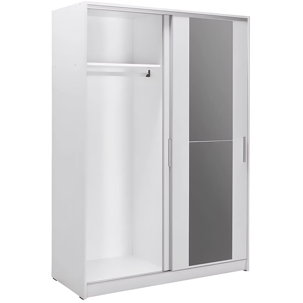 FWStyle 2 Door White Sliding Mirrored Double Wardrobe Image 4