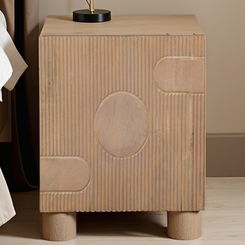 IH Design Ajmer Single Door Solid Wood Bedside Table Image 1