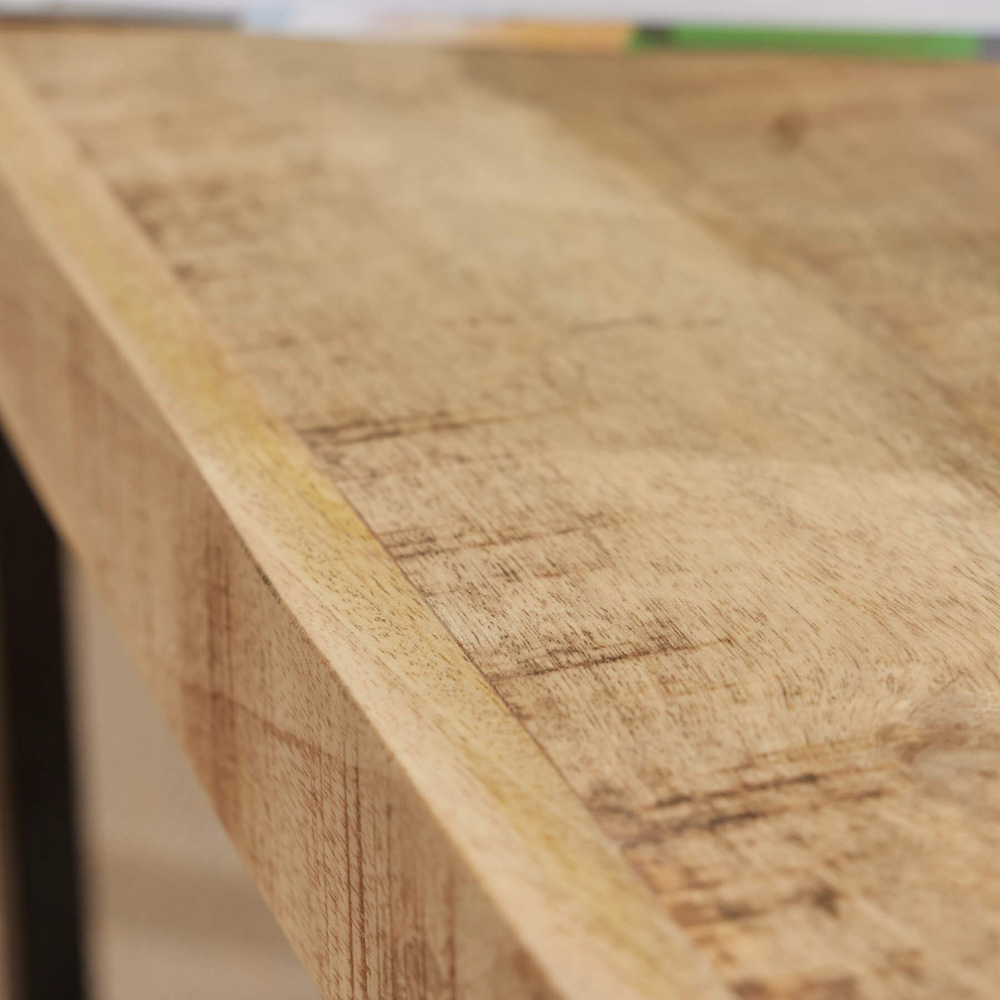 Home Source Cortez Mango Wood Rectangular Medium Coffee Table with Iron Legs Image 5