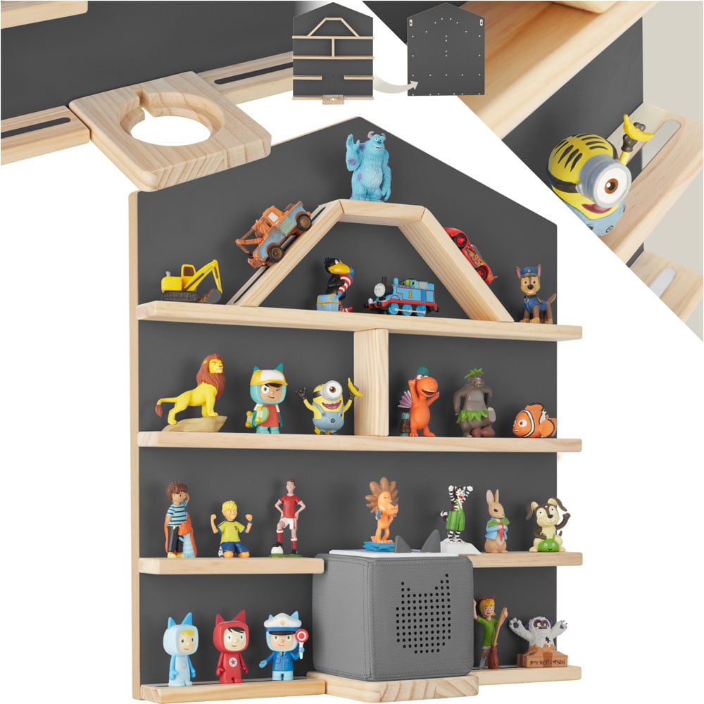 tectake Mylittle Story Anthracite House Design Wall Mounted Floating Shelf Image 2
