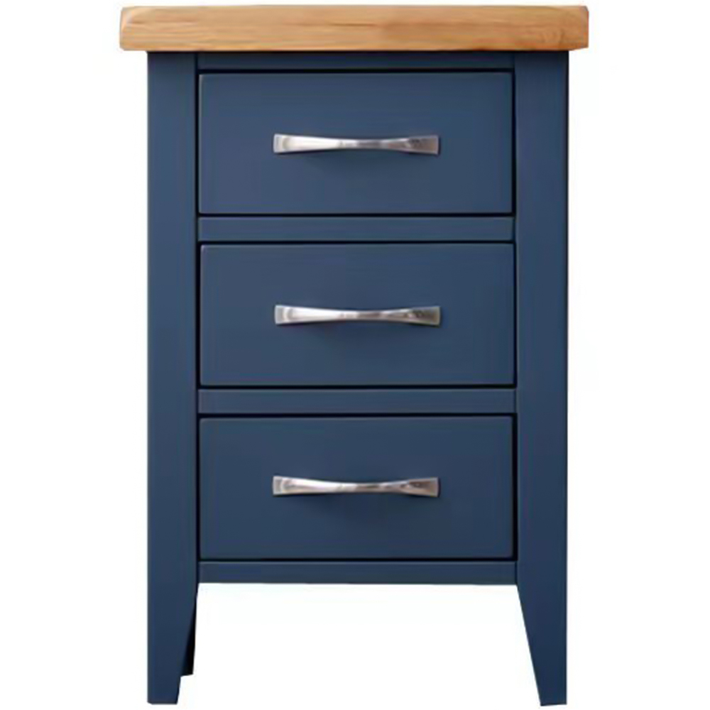 Furniture One 3 Drawer Blue Bedside Table Image 2