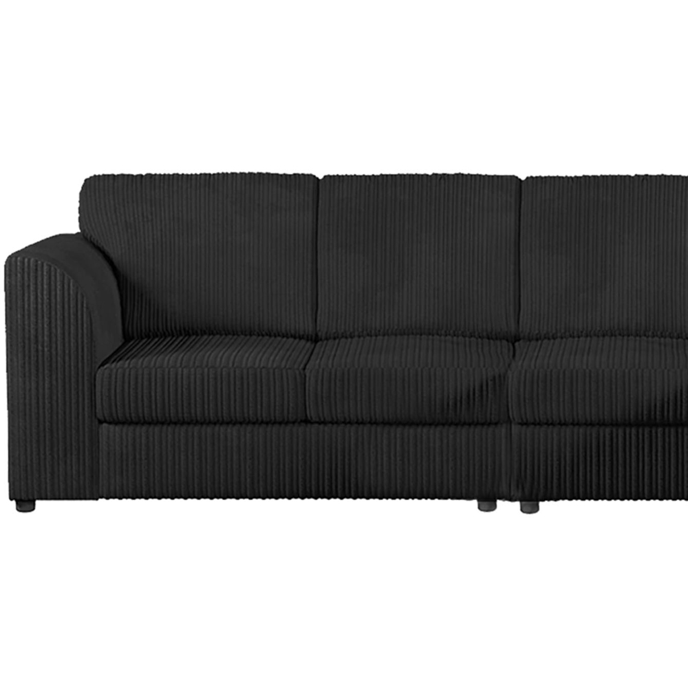Luxor 5 Seater Black Jumbo Cord L-Shape Right Hand Corner Sofa Image 3