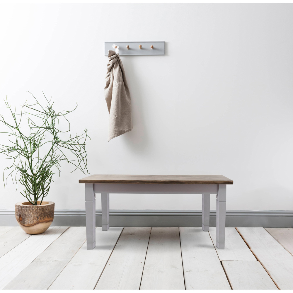 Noa and Nani Canterbury Grey and Dark Pine Hallway Bench 127cm Image 4