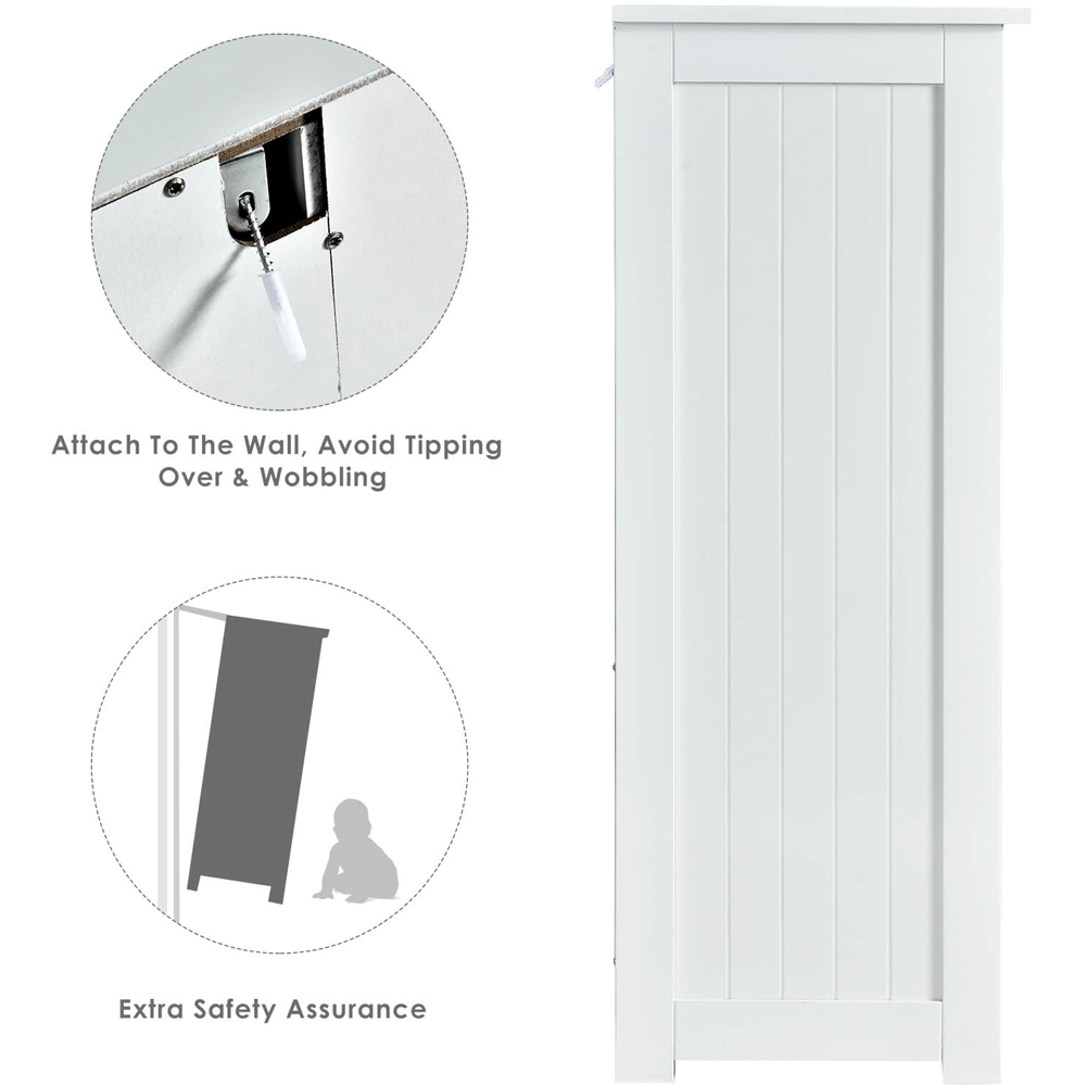 Costway Single Door 3 Drawer White Freestanding Bathroom Cabinet Image 8