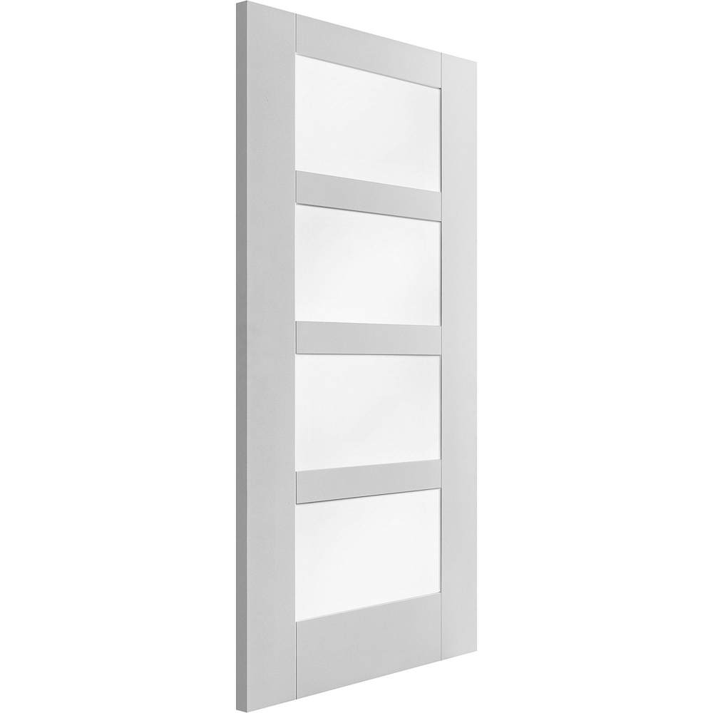 White Primed Shaker 4 Light Obscure Glass Internal Door 1981 x 610 x 35mm Image 3