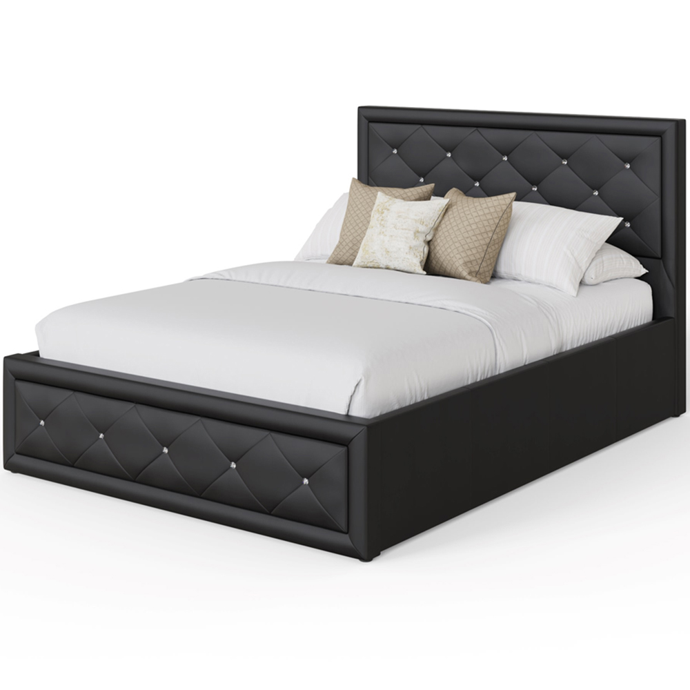 GFW Hollywood King Size Black Gas End Lift Ottoman Bed with Buttoned Headboard Image 4