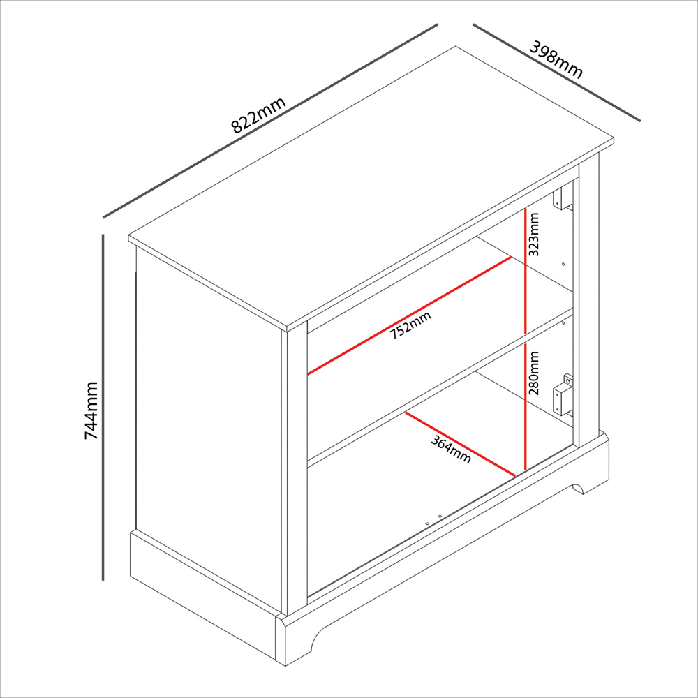 GFW Honiton 2 Door Grey Sideboard Image 9
