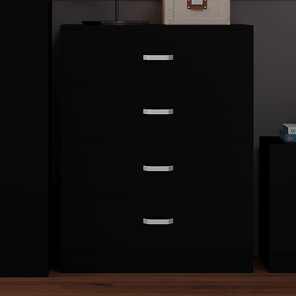 FWStyle Tunis 4 Drawer Matt Black Chest of Drawer Image 4