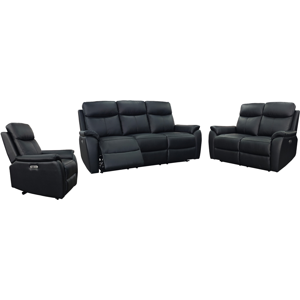 Aspire Kingsmere 6 Seater Black Leather Power Recliner Sofa Suite Image 2