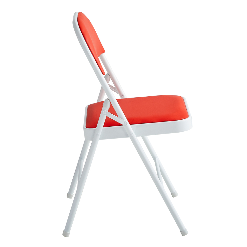 Red Padded Folding Metal Dining Chairs Image 4