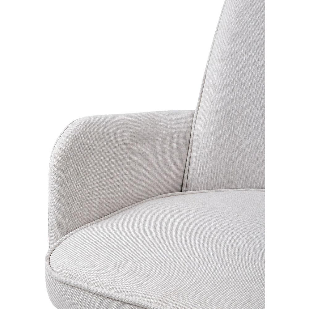Living and Home White Linen Swivel Chair with Iron Legs Image 6
