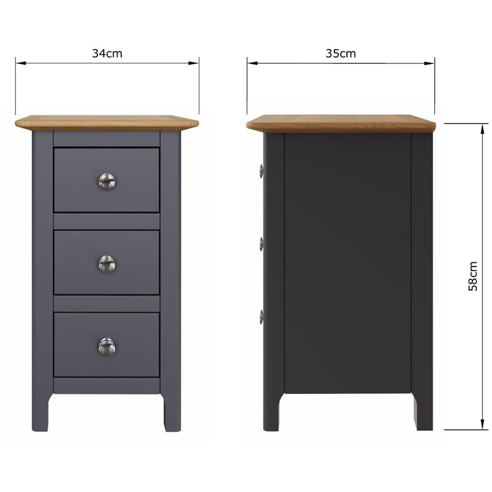 FWStyle Taberno Slim 3 Drawer Blue Oak Assembled Bedside Table Image 7
