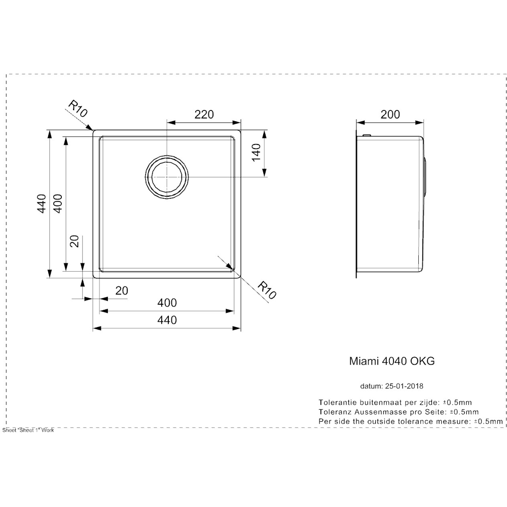 Reginox Miami Gold Square Sink 400 x 400mm Image 3