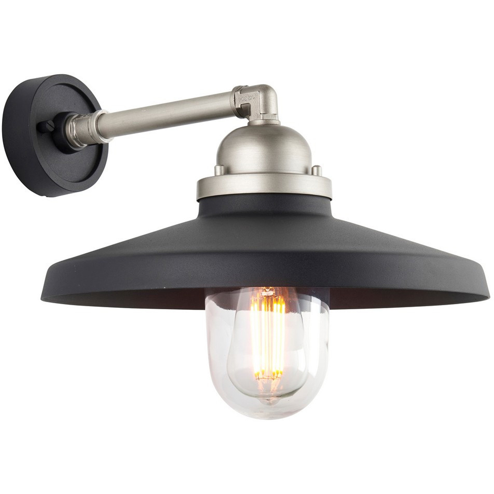 Merano Brindisi Matt Black Brushed Silver Clear Glass Dome Wall Lamp Image 3