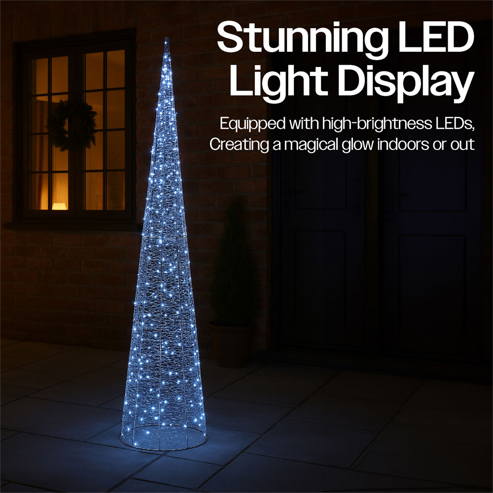 Xmas Haus Silver 350 White Micro LED Cone Shaped Light Tower 3ft Image 2