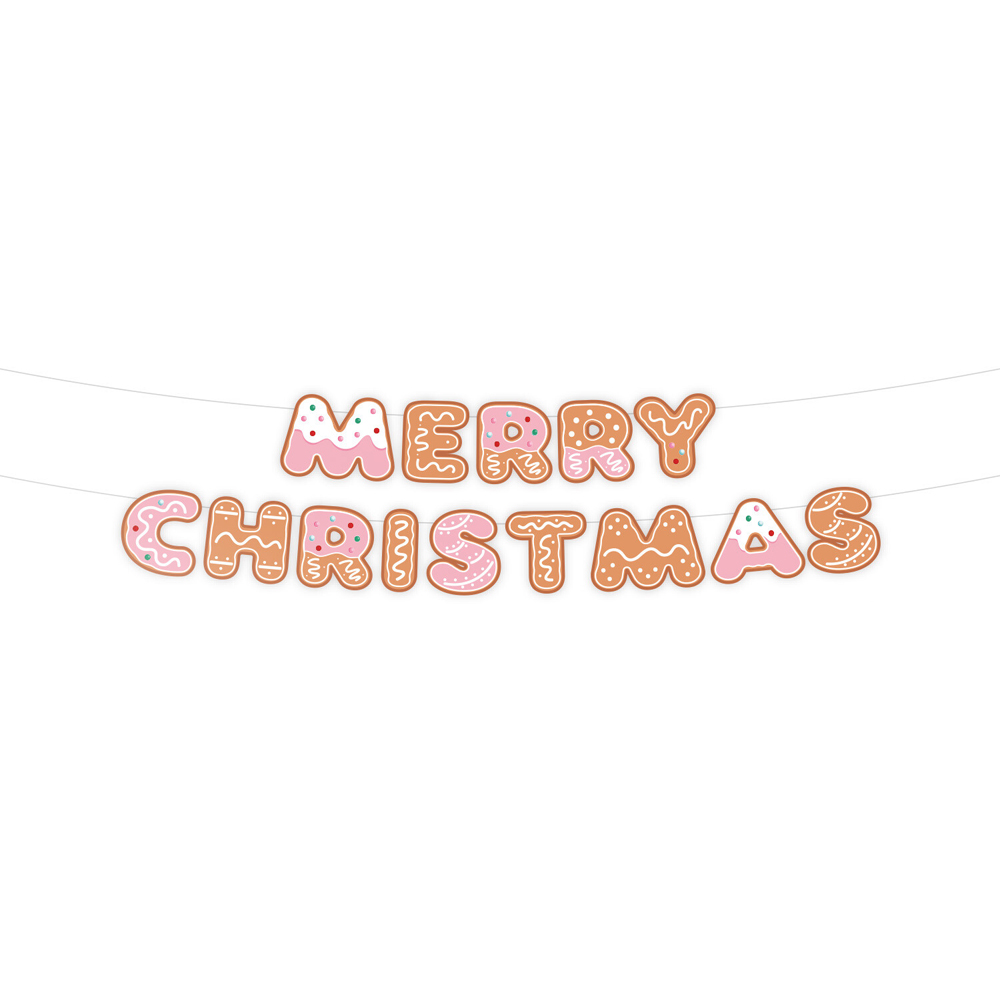Gingerbread Merry Christmas Banner - Pink Image 3
