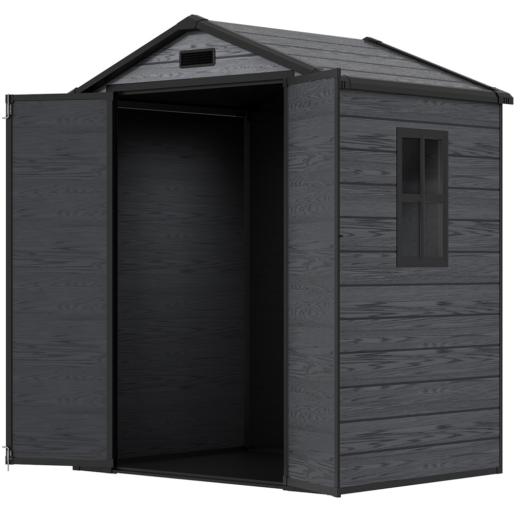 Living and Home 6 x 4ft Plastic Apex Garden Storage Shed with Window Image 3