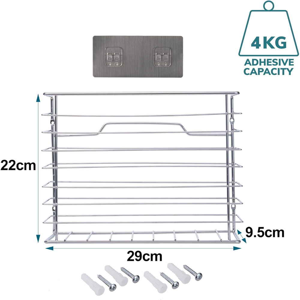 House of Home Chrome Wall Mounted Kitchen Storage Basket Image 3