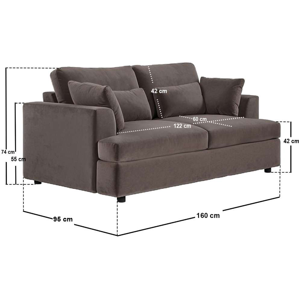 Solace+Co Drew 2 Seater Brown Velvet Sofa Image 7