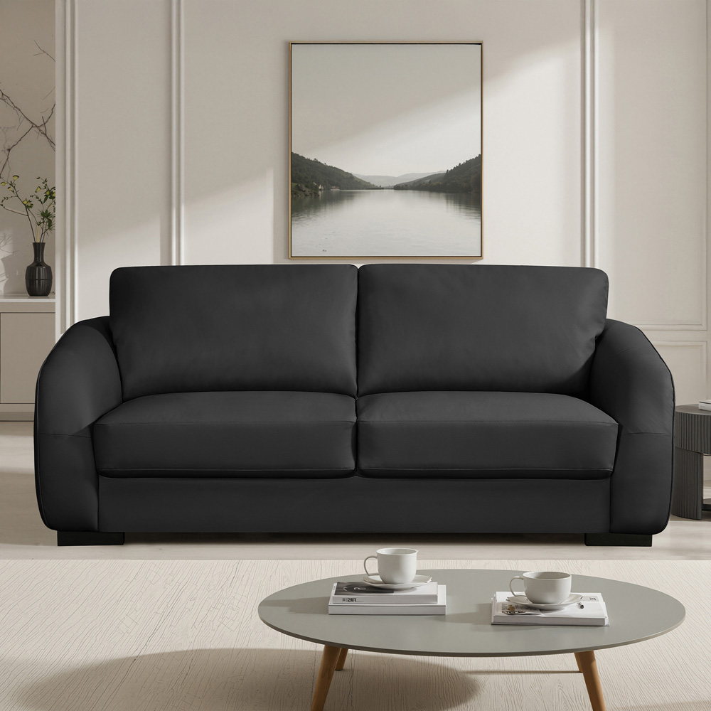 Artemis Home Brandon 3 Seater Black Bonded Sofa Image 3
