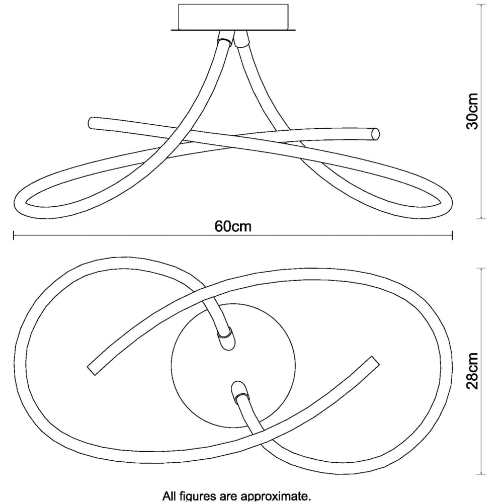 Cosylyte Carter 2 Light Matt Black Curved LED Ceiling Light Image 7