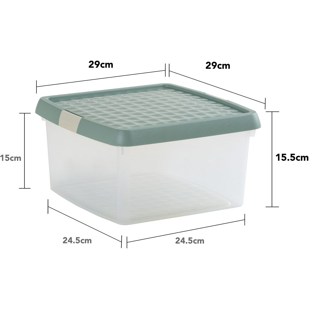 Wham Clip 9L Clear Green Milieu and Stone Square Storage Box with Lid 3 Pack Image 7