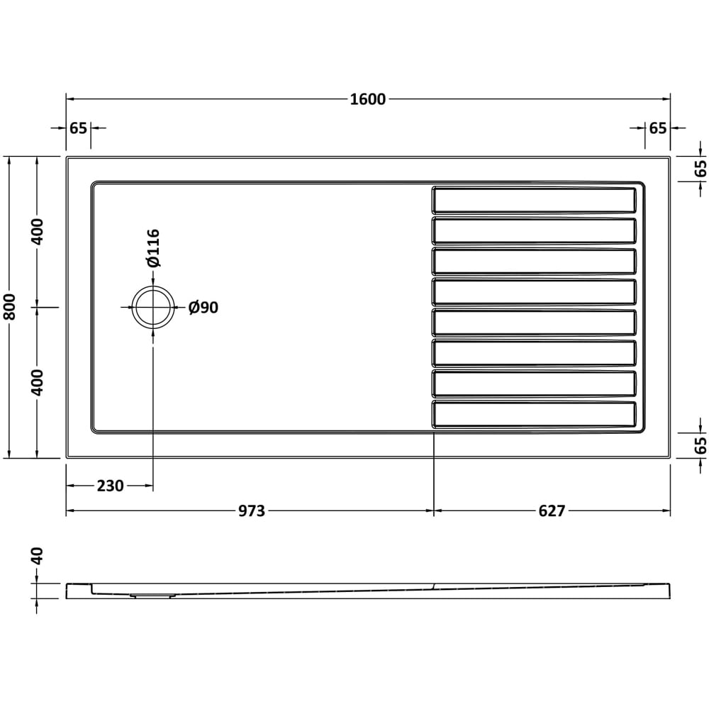 nuie Rectangular Walk In Shower Tray 800 x 1600mm Image 2