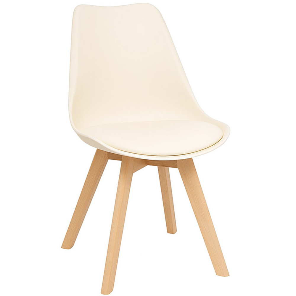 Kosy Koala Tulip 6 Seater Faux Leather Dining Set with Bench Oak Effect and Cream Image 2