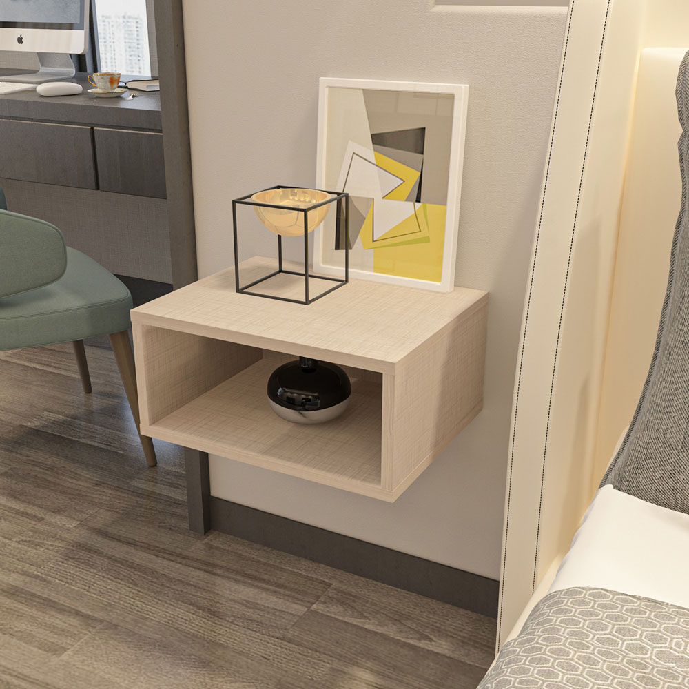 Decorotika Dora Single Shelf Cottonbeige Floating Bedside Table Image 3