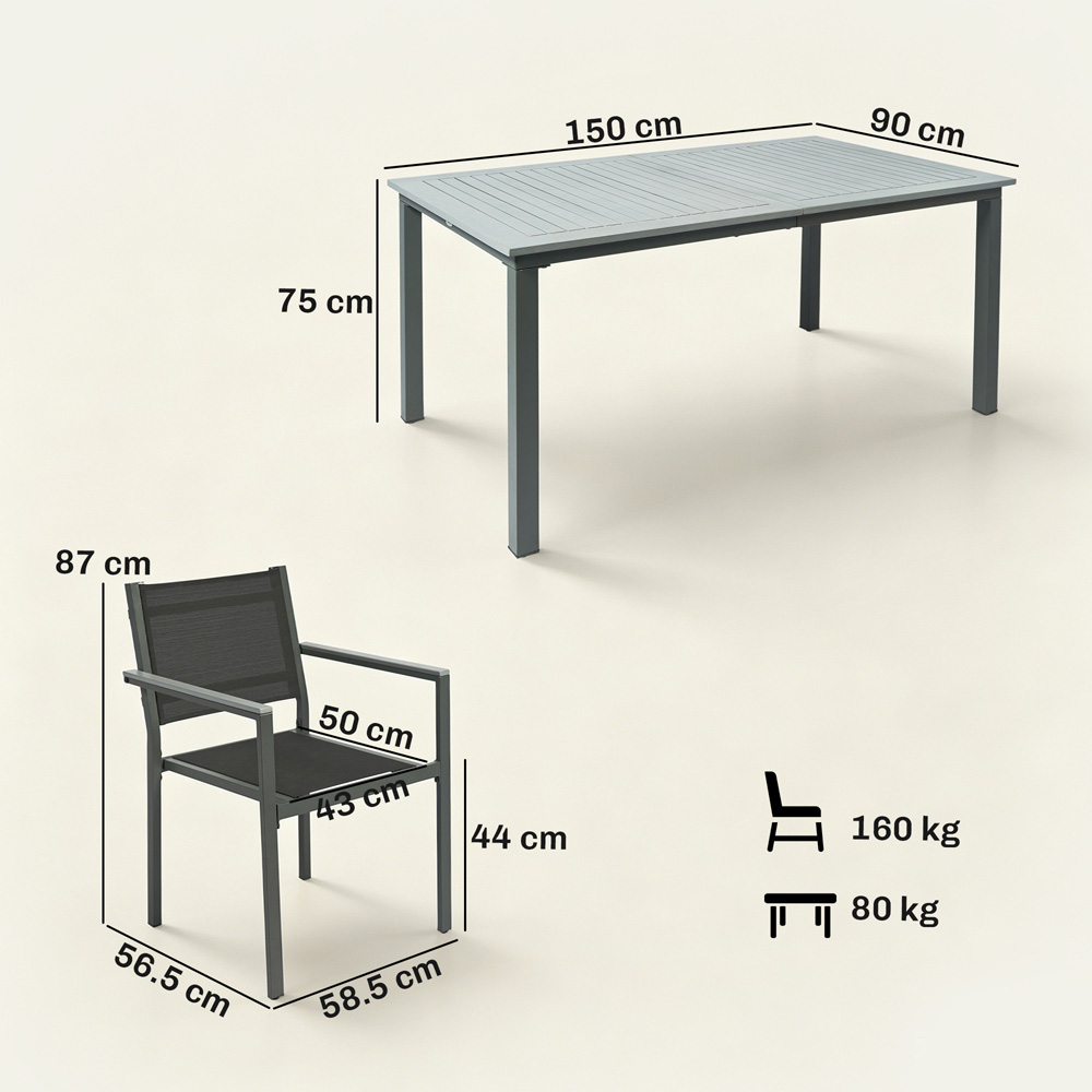 Outsunny 6 Seater Acacia Wood Garden Dining Set Grey Image 8